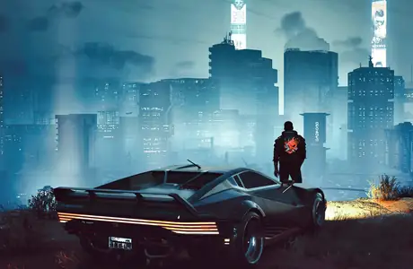Обои игры: Cyberpunk 2077, киберпанк, персонаж, ночь