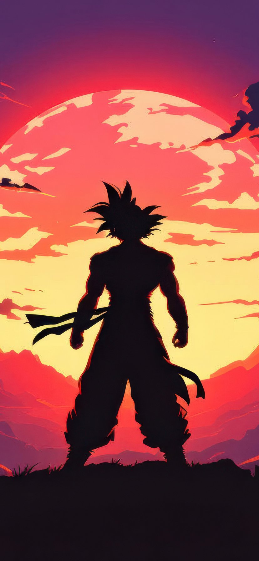 Son Goku standing with sunset background - Wallpapers for iPhone 11/XR in 828x1792 resolution