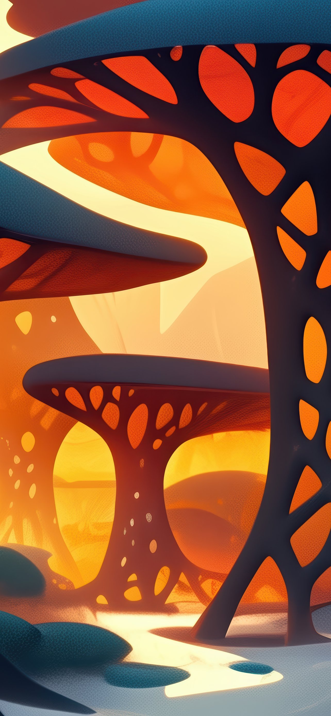 Futuristic forest with mushroom trees - Wallpapers for iPhone 13 Pro Max/12 Pro Max/14 Plus in 1284x2778 resolution