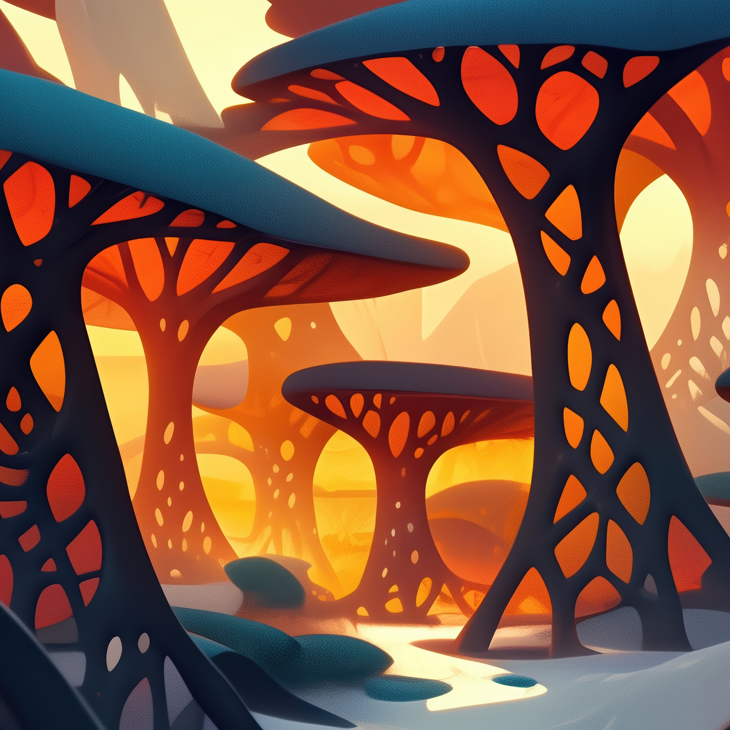 Futuristic forest with mushroom trees - Wallpapers for iPad Pro 11″ 2024 in 2420x2420 resolution