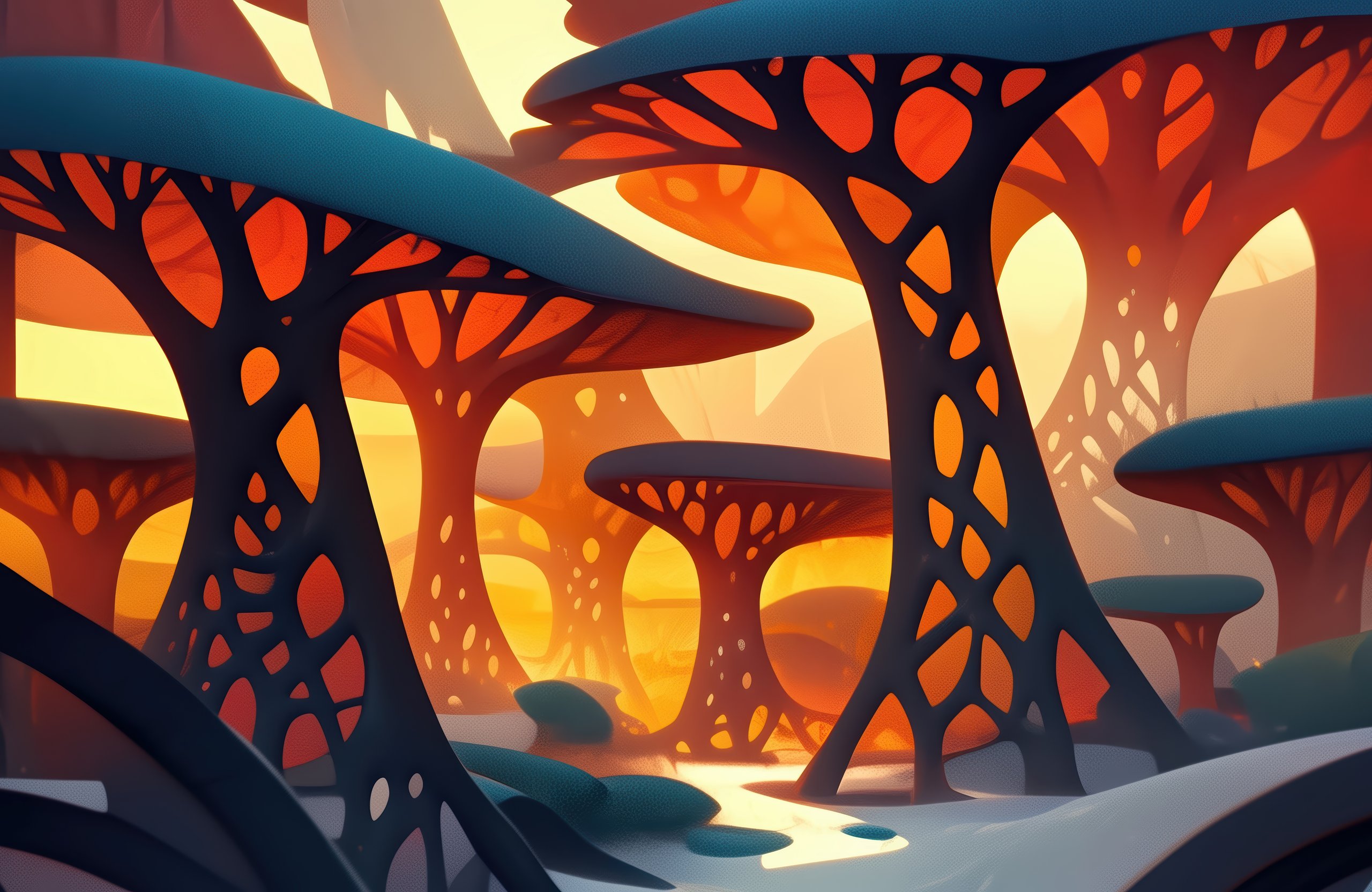 Futuristic forest with mushroom trees - Wallpapers for Apple MacBook Air 13 M2″ in 2560x1664 resolution