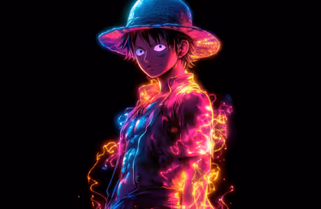 T-shirt Wallpapers for Samsung Galaxy Tab (1920x1920): Monkey D. Luffy, manga, neon, hat