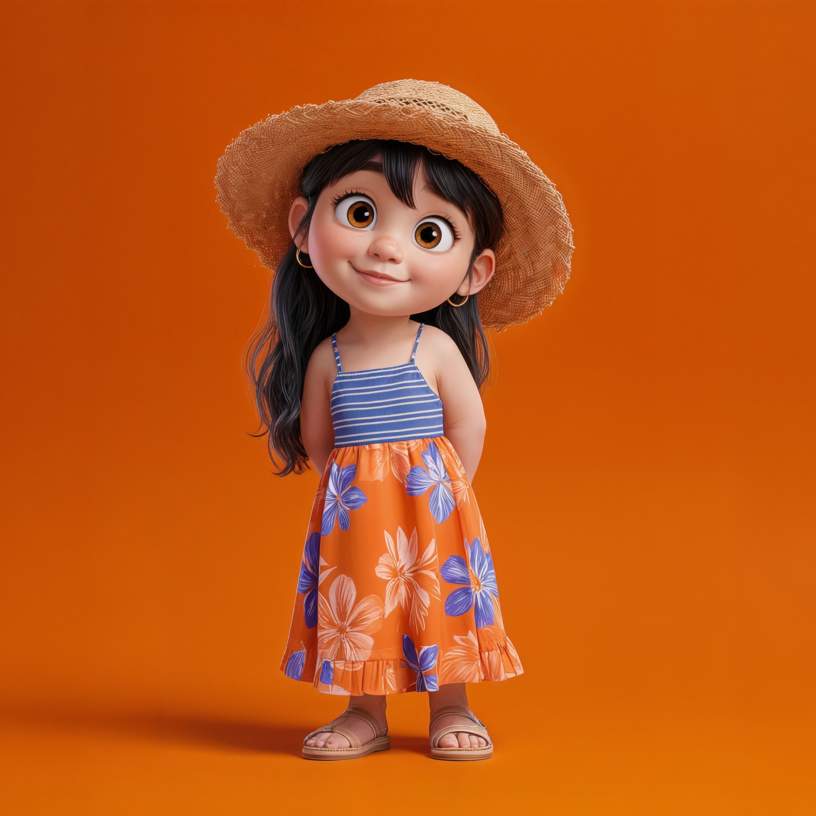 Girl in summer dress and straw hat - Wallpapers for iPad Pro 12.9″ in 2732x2732 resolution