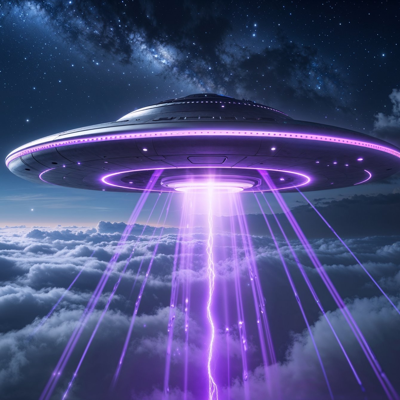 UFO emitting purple light - Wallpapers for Samsung Galaxy Tab in 1340x1340 resolution