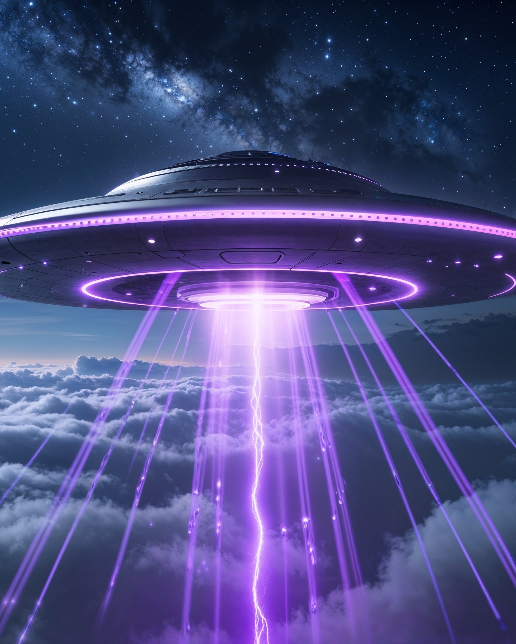 UFO emitting purple light - Wallpapers for Samsung Galaxy Z Fold 2/3 in 1768x2208 resolution