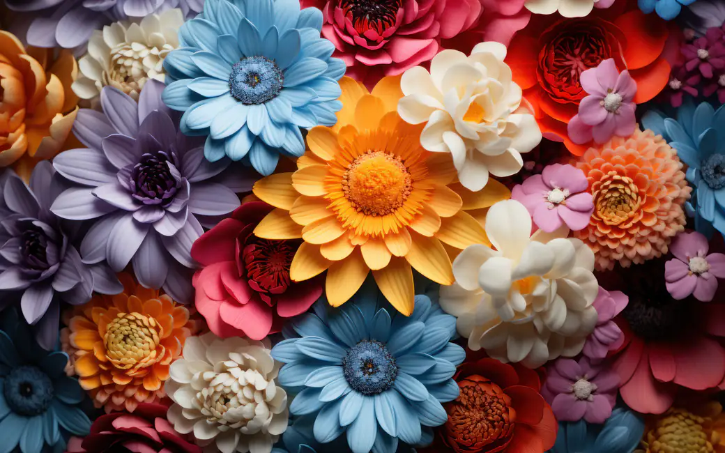 Bouquet of bright flowers — desktop and phone wallpaper, free download