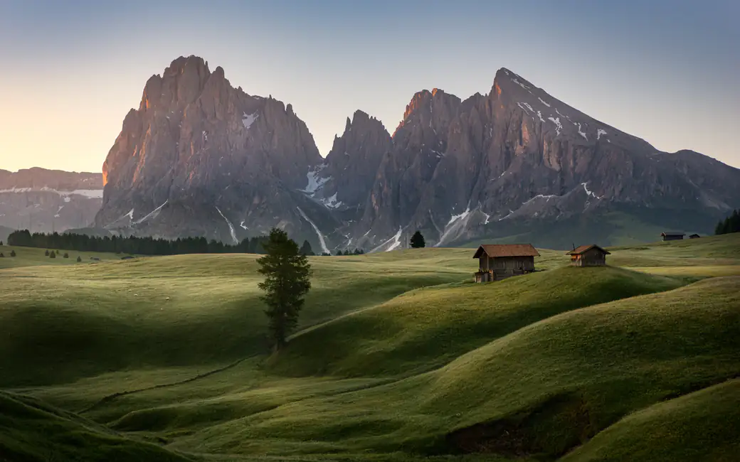 Alps Mountain Peaks at Sunrise — desktop and phone wallpaper, free download