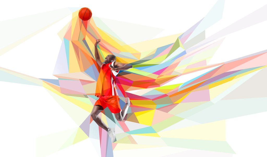 Low poly basketball player - WSVGA wallpapers in 1024x600 resolution