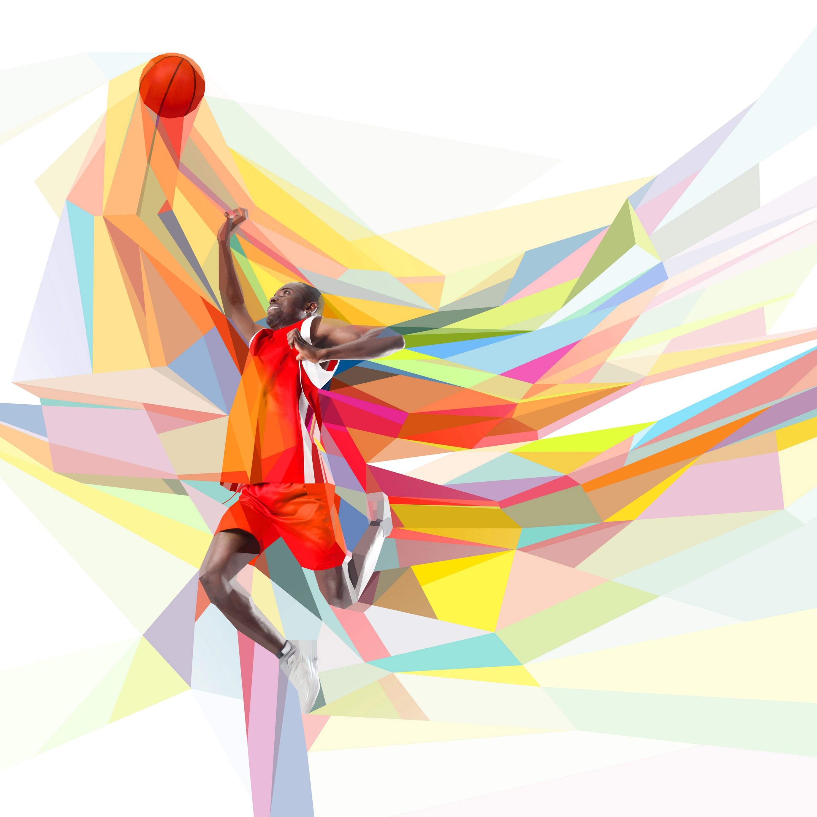 Low poly basketball player - Wallpapers for iPad Pro 13″ in 2752x2752 resolution