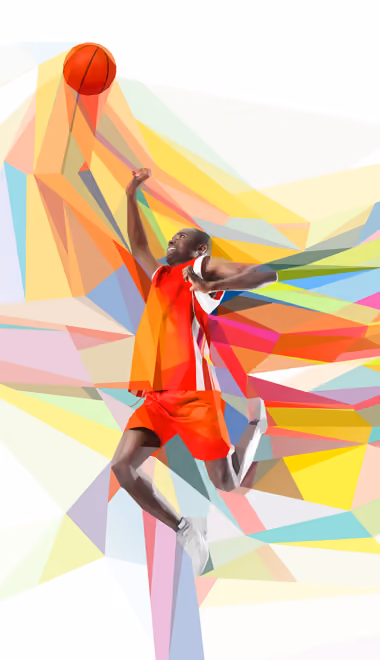 Player Wallpapers for Samsung Galaxy Z Flip7, Sony Xperia 5 II/5 III/5 V/10 IV/10 V, Xiaomi Mix Fold 3 (1080x2520): basketball, dunk, low poly, ball