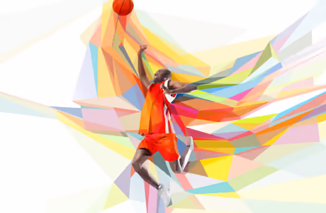 Sport wallpapers: basketball, dunk, low poly, ball