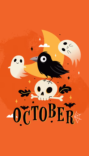 Ghost Wallpapers for iPhone 5/5S/5C/SE (640x1136): Halloween, crow, ghost, skull