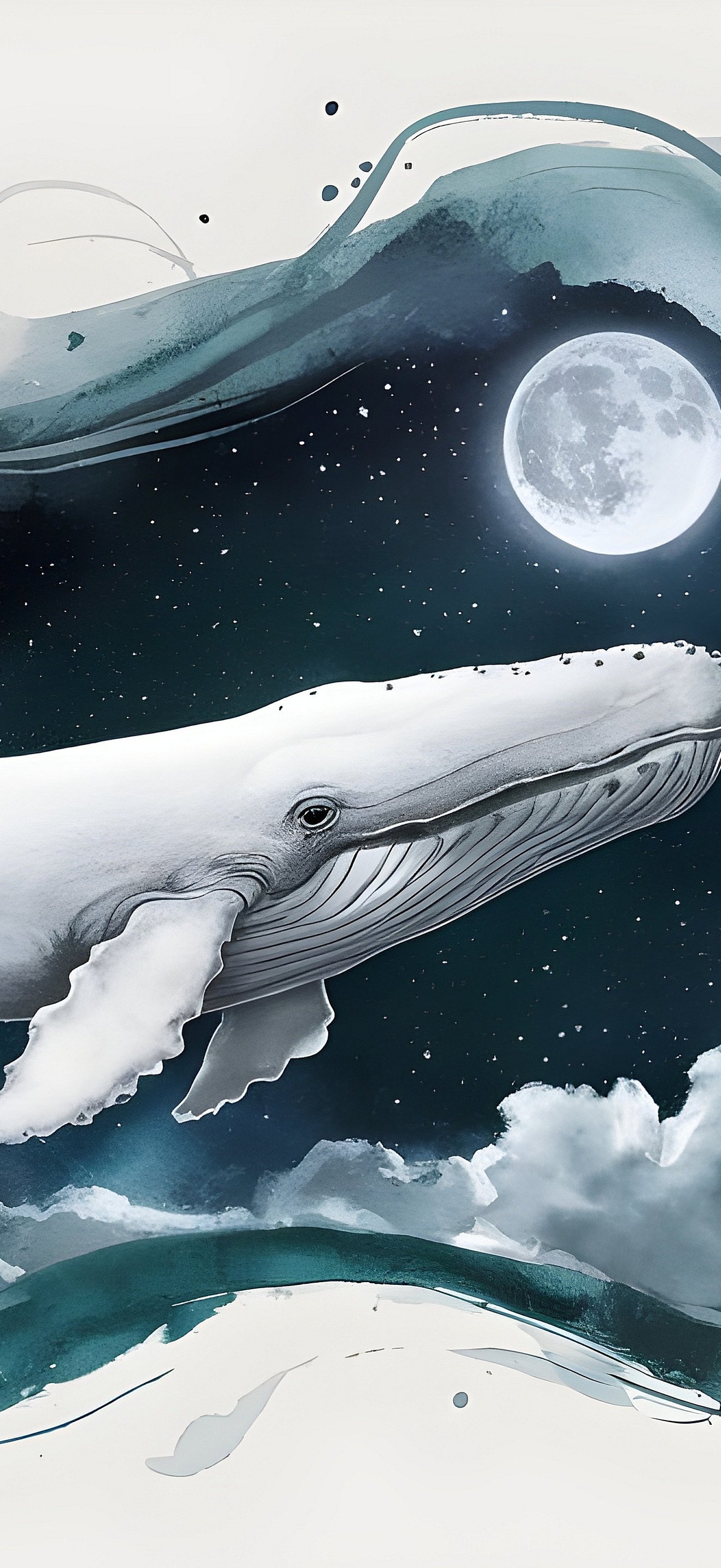 White whale swims across the sky - Wallpapers for iPhone 17 Pro Max/16 Pro Max in 1320x2868 resolution