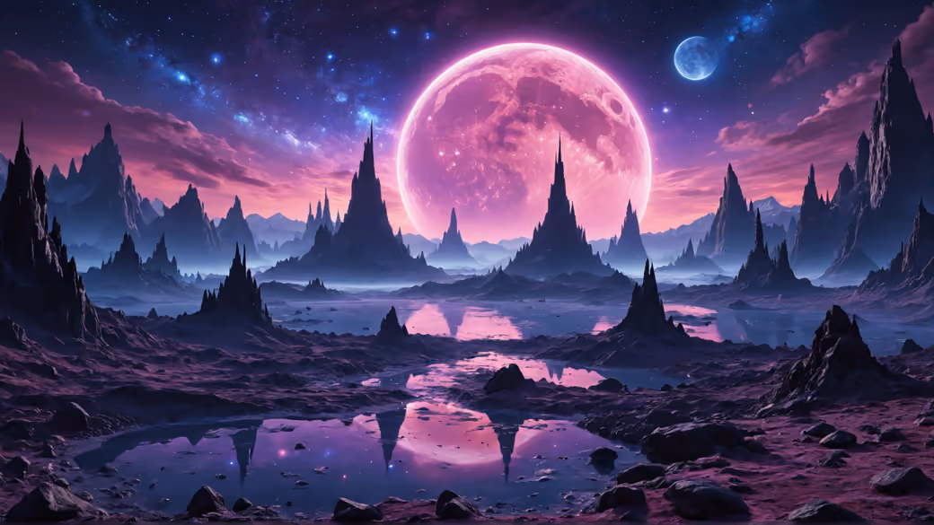 Alien landscape with two moons - Wallpapers for Samsung Galaxy Z Fold 2/3 in 1768x2208 resolution