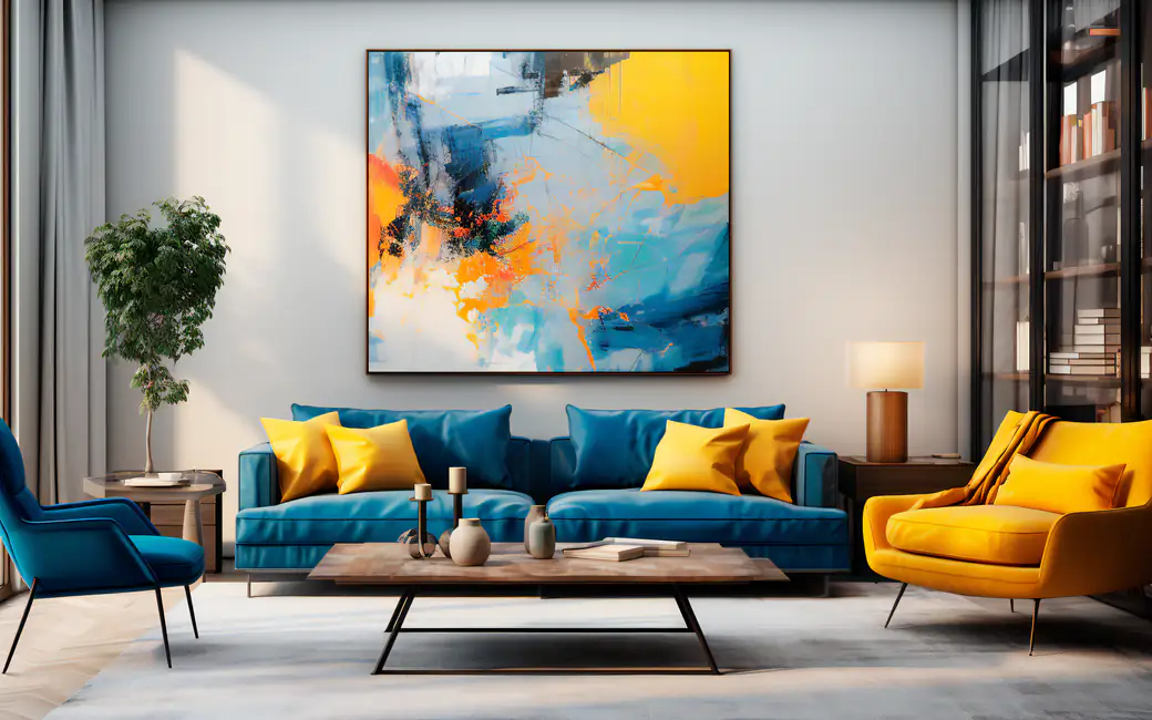 Modern Scandinavian style living room — desktop and phone wallpaper, free download