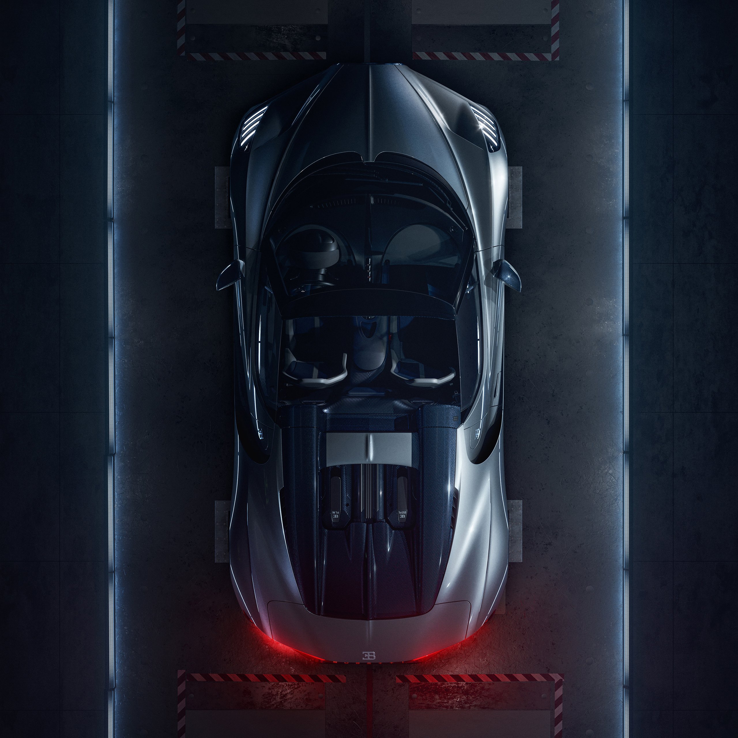 Bugatti Mistral top view - Wallpapers for Samsung Galaxy Tab S9 FE+/Tab S11, Xiaomi Pad 5, Redmi Pad 2 Pro, POCO Pad in 2560x2560 resolution