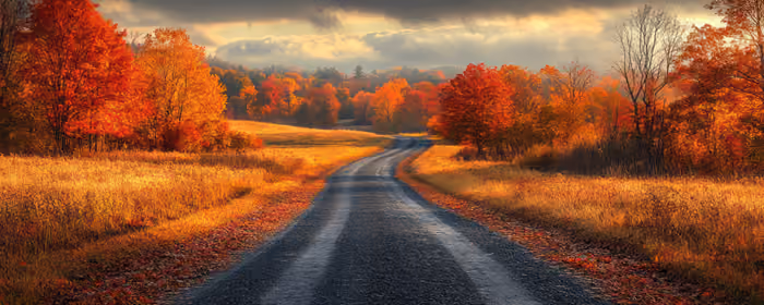 UltraWide 32:9 wallpapers (3840x1080): autumn, forest, road, trees