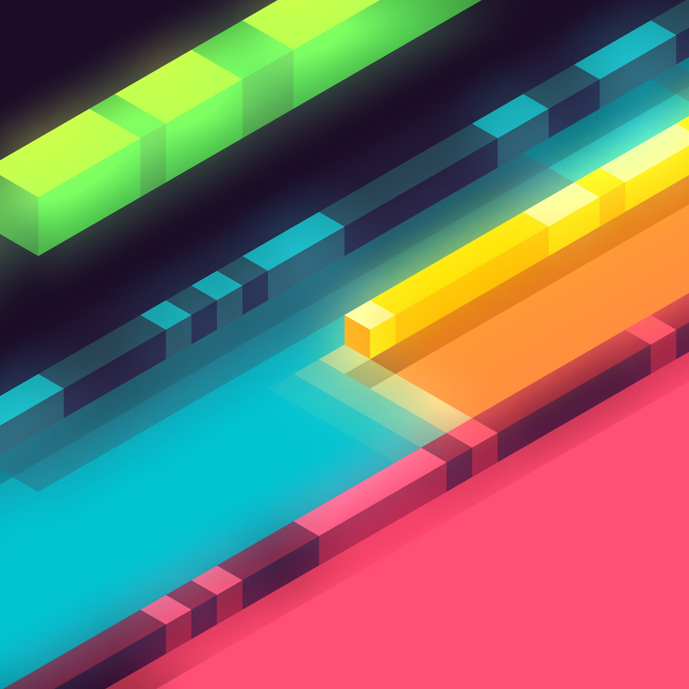 Colorful glowing blocks aligned horizontally - Wallpapers for iPad Pro 11″ in 2388x2388 resolution