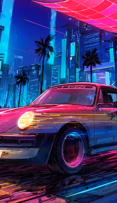 Cars wallpapers: Porsche 911, retro, cyberpunk, neon