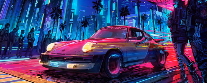 Cars wallpapers: Porsche 911, retro, cyberpunk, neon