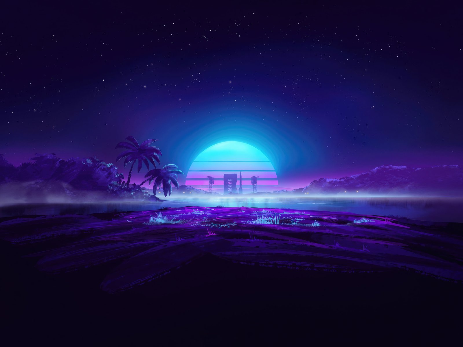 Retro Futuristic Neon Landscape - UXGA wallpapers in 1600x1200 resolution