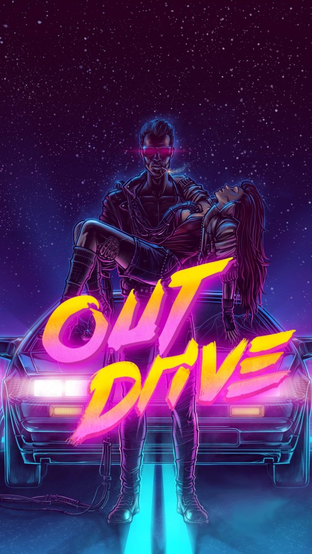 Retro couple in neon light - Wallpapers for iPhone 5/5S/5C/SE in 640x1136 resolution