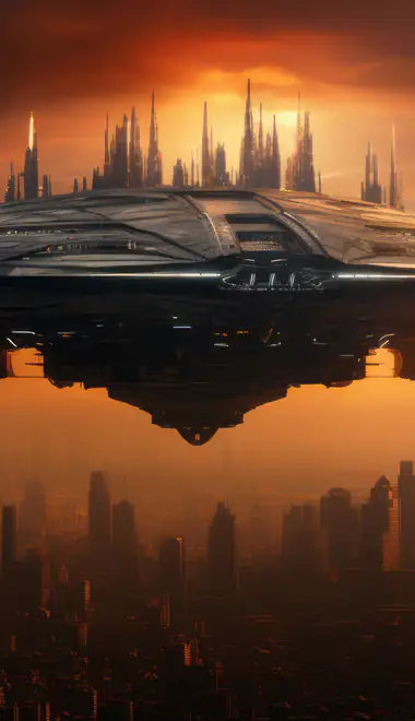 Wallpapers for iPhone 17 Pro/17/16 Pro (1206x2622): flying city, sunset, skyscrapers, architecture