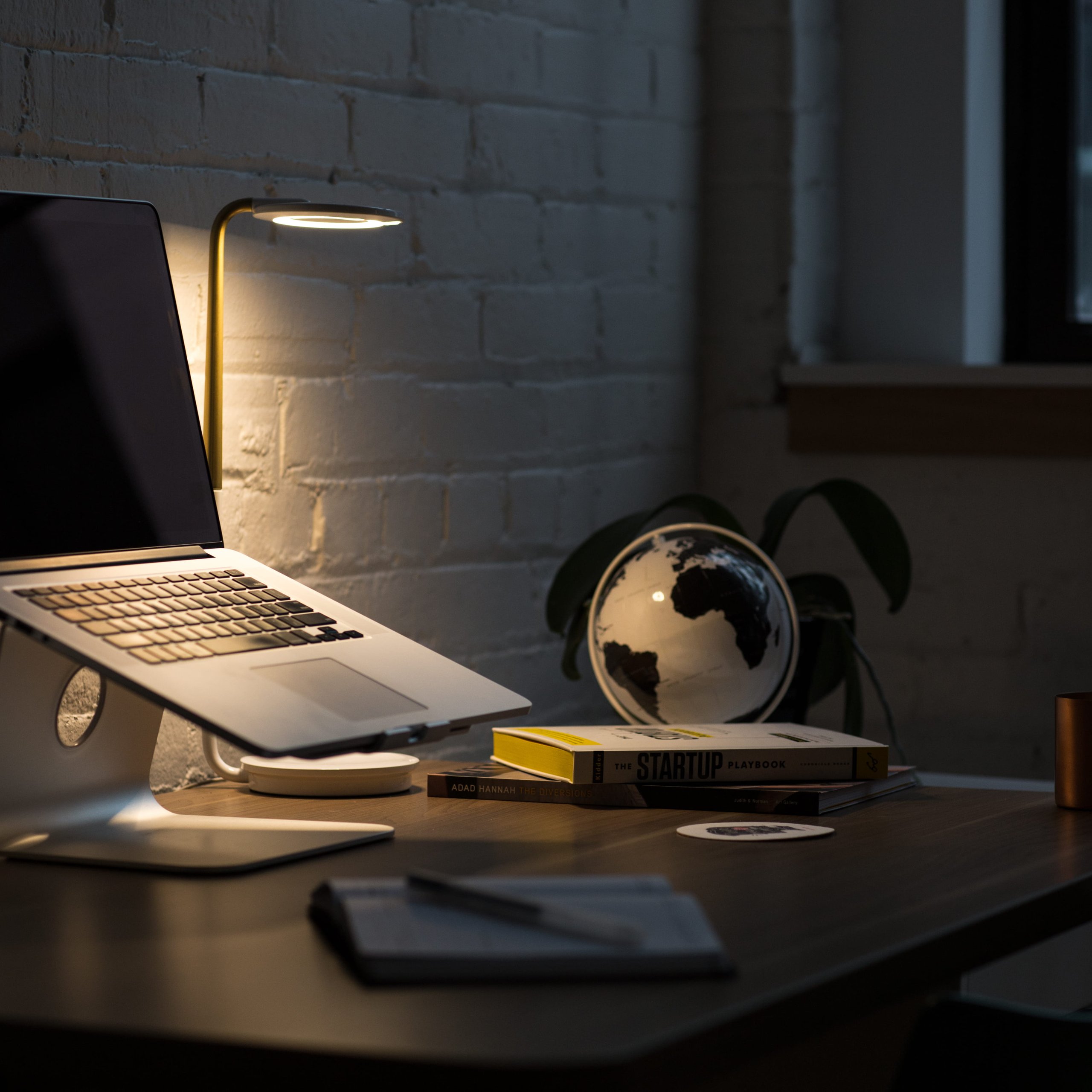 Workplace with a Macbook Pro - Wallpapers for Samsung Galaxy Tab S9 FE+/Tab S11, Xiaomi Pad 5, Redmi Pad 2 Pro, POCO Pad in 2560x2560 resolution