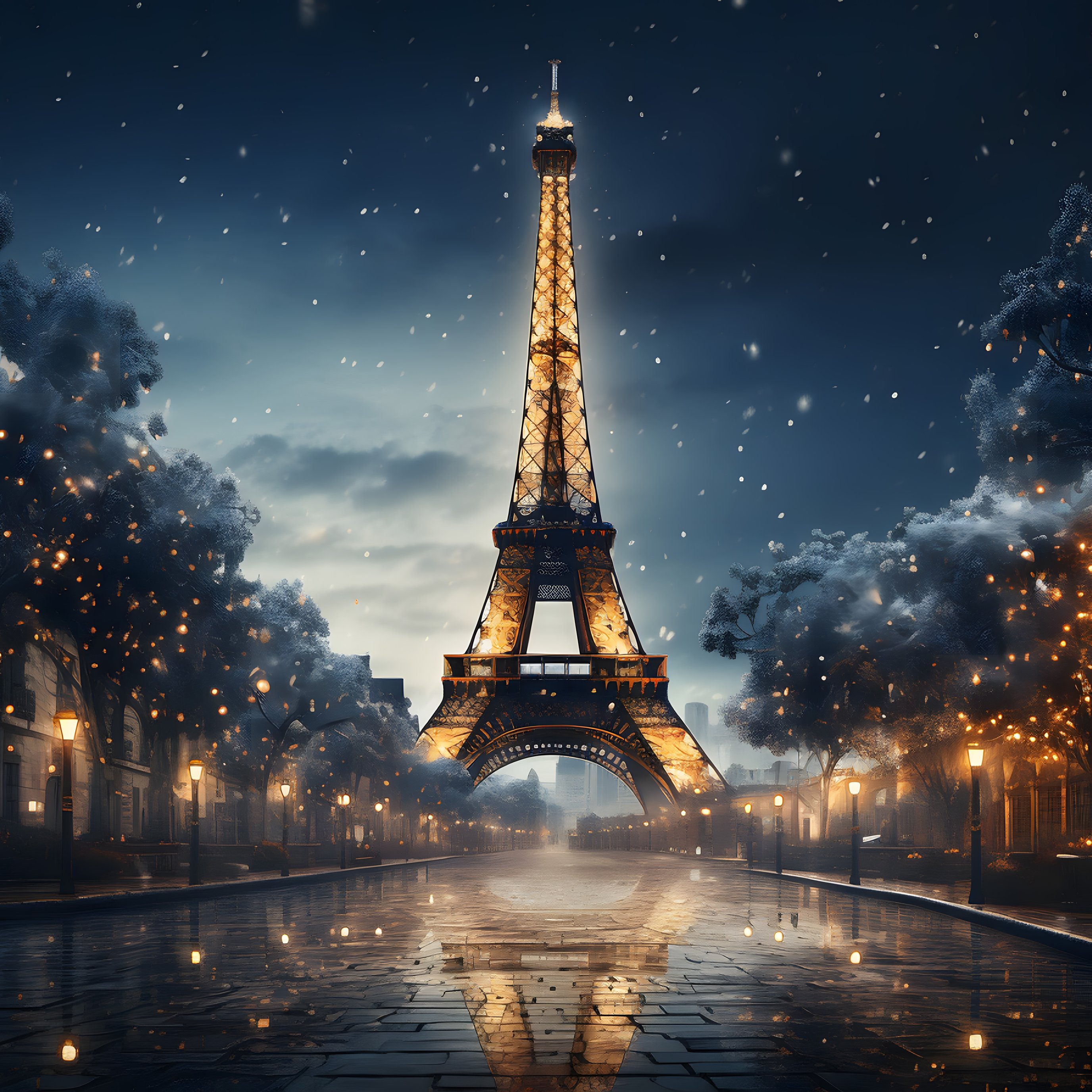 Eiffel Tower at night in Paris - Wallpapers for iPad Pro 13″ in 2752x2752 resolution