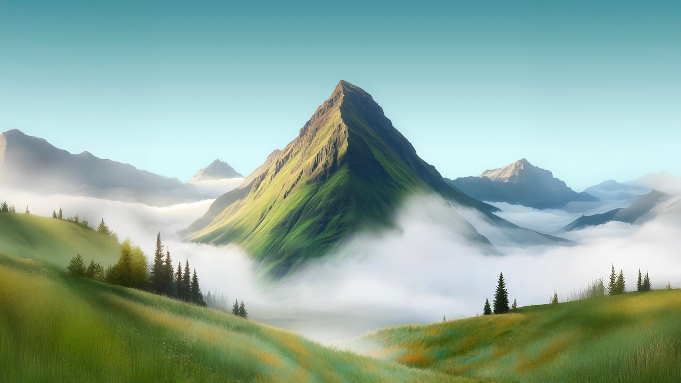 Green Mountain at dawn - Laptop Wallpapers in 1366x768 resolution