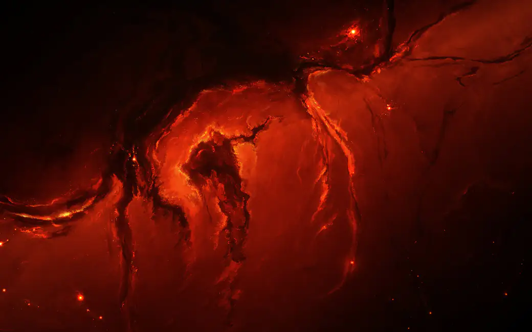 Red Cosmic Nebula — desktop and phone wallpaper, free download