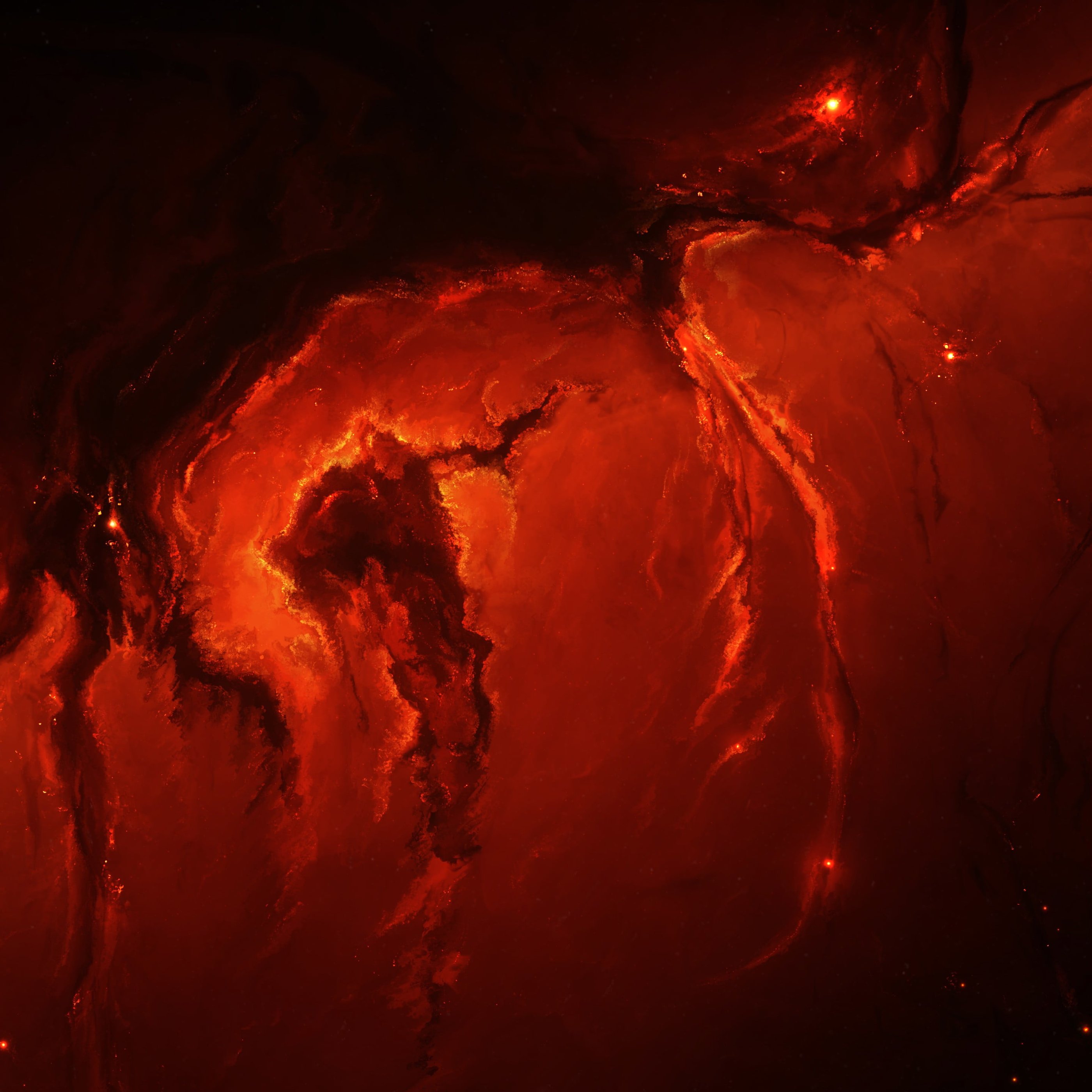 Red Cosmic Nebula - Wallpapers for Samsung Galaxy Tab S9+ in 2800x2800 resolution