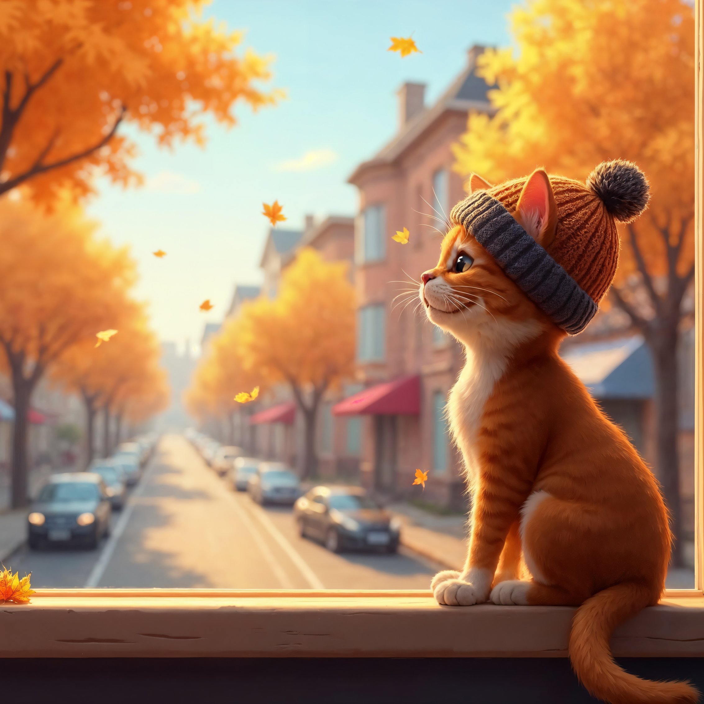 Kitten wearing a hat in autumn - Wallpapers for iPad mini 8.3″ in 2266x2266 resolution