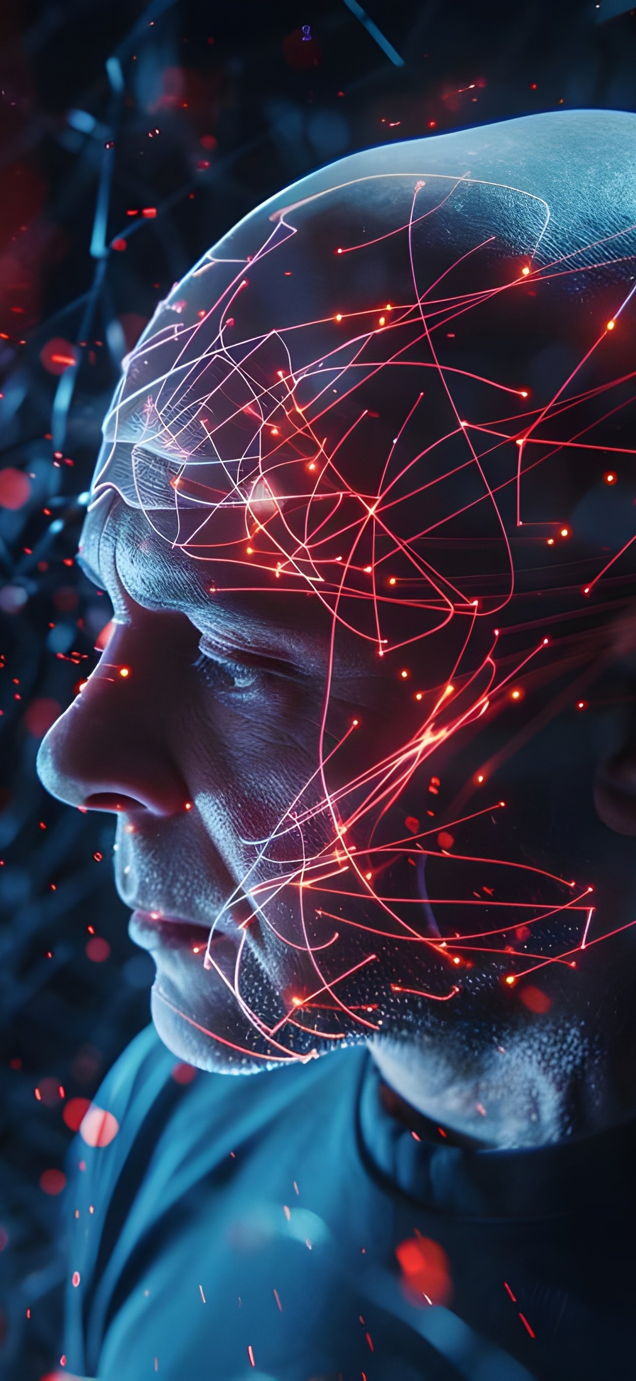 Human in a cyberpunk network - Wallpapers for iPhone 15 Pro Max/14 Pro Max in 1290x2796 resolution