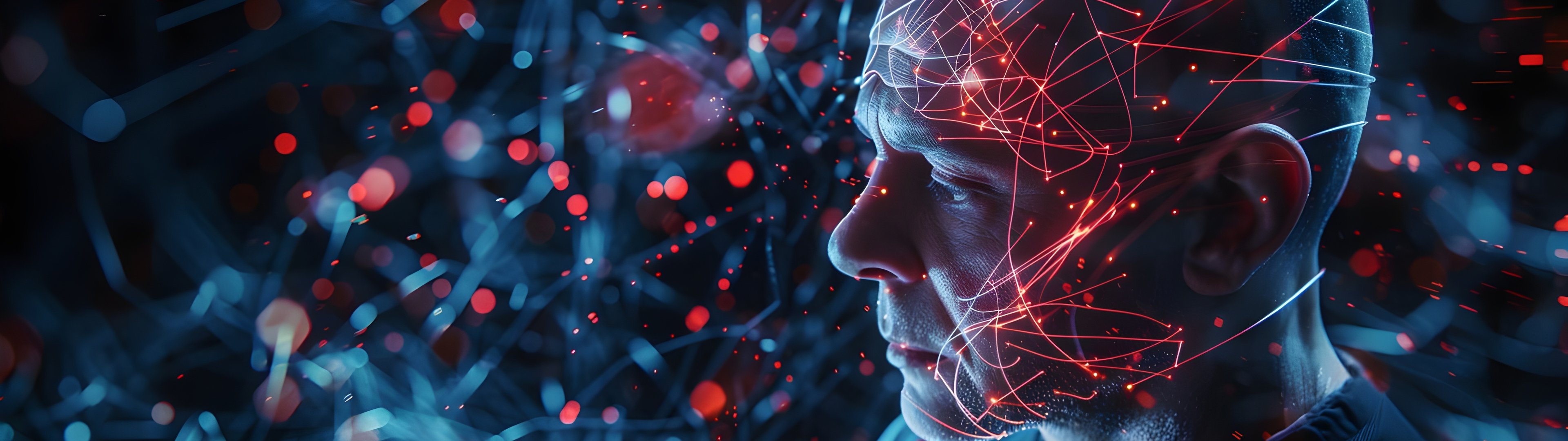 Human in a cyberpunk network - UltraWide 32:9 wallpapers in 3840x1080 resolution