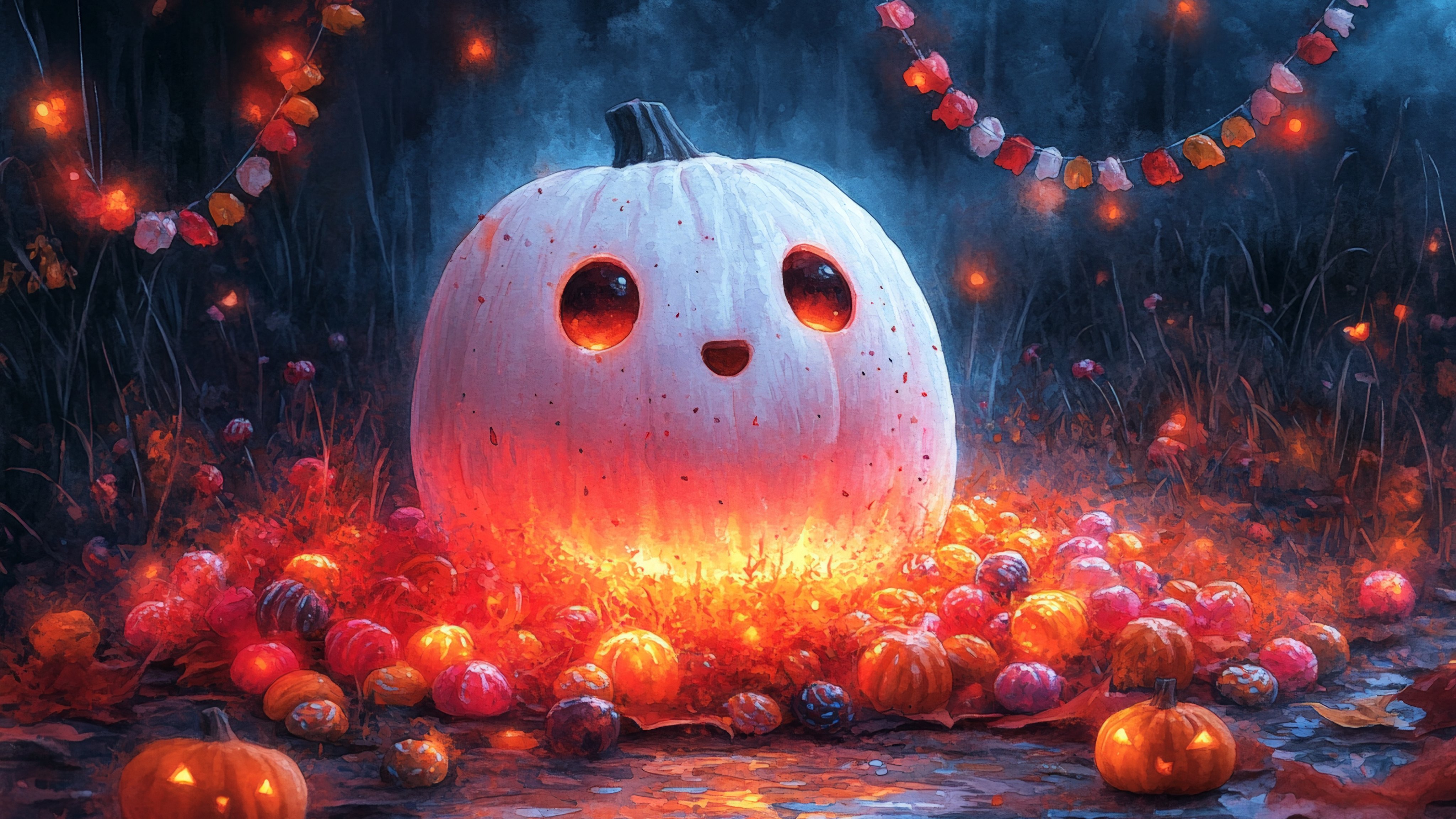 Cute white pumpkin - Wallpapers for Apple iMac 21.5″ in 4096x2304 resolution