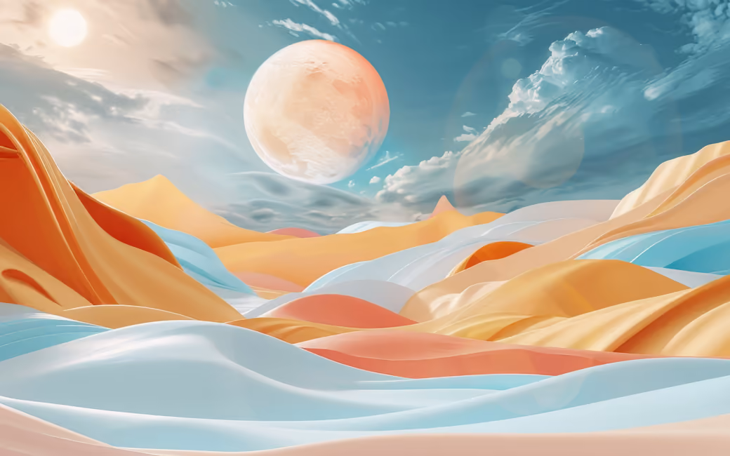 Surreal yellow-blue desert — desktop and phone wallpaper, free download