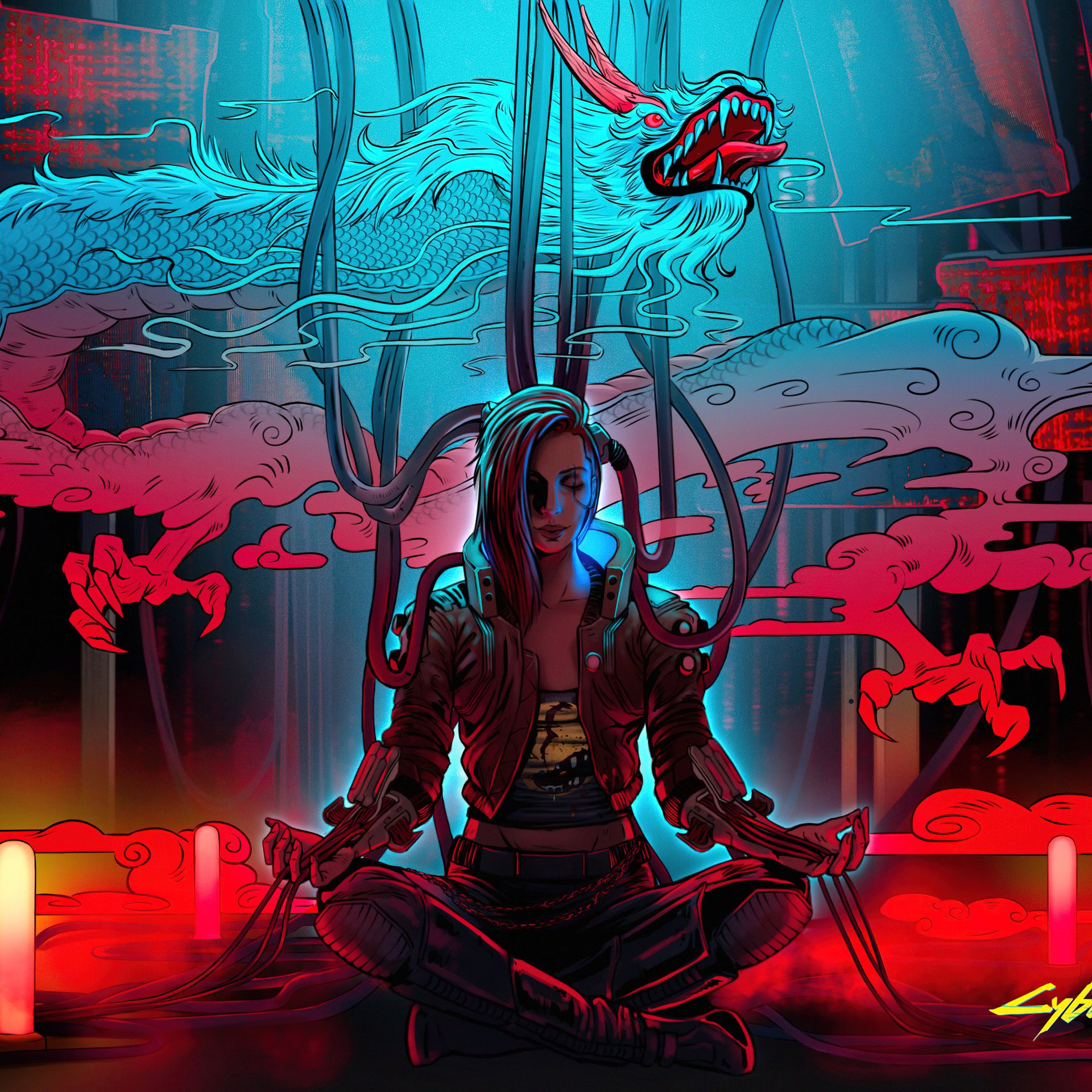 Cyberpunk 2077 Phantom Liberty - Обои для Samsung Galaxy Tab в разрешении 1920x1920