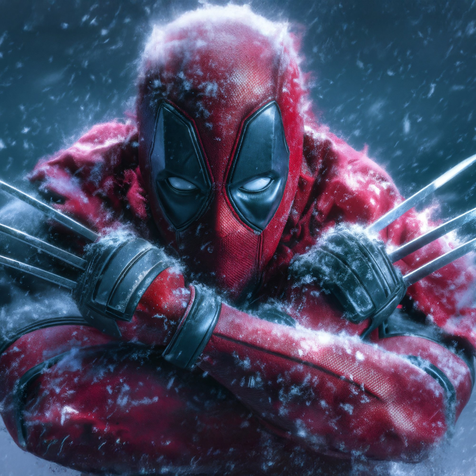 Deadpool with Wolverine claws - Wallpapers for Samsung/Xiaomi in 2000x2000 resolution