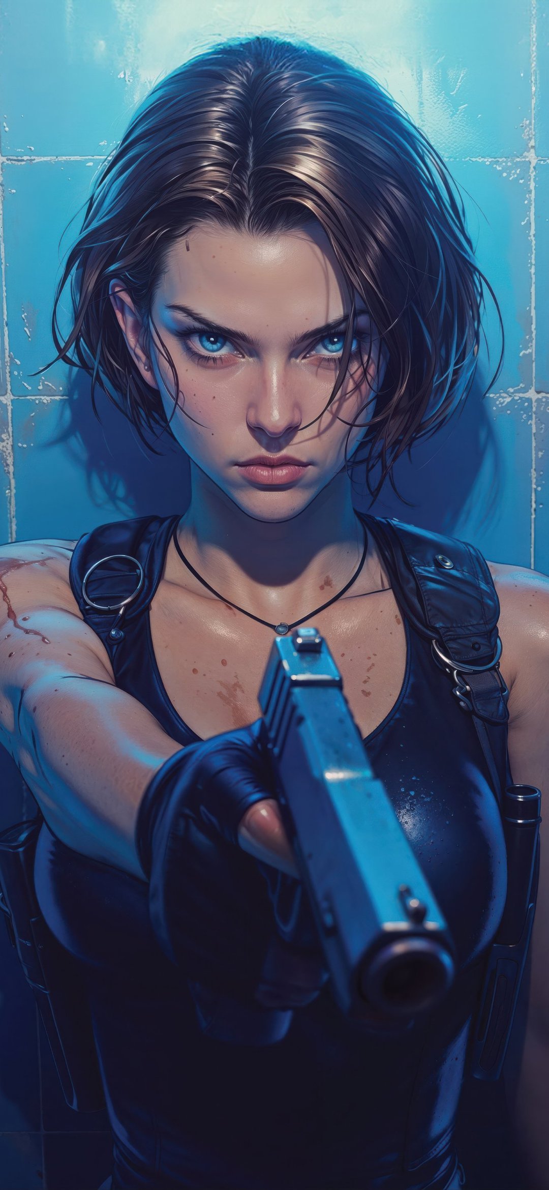 Jill Valentine from Resident Evil - Wallpapers for iPhone 12 mini/13 mini, Samsung Galaxy S24/S24 FE/S25/S25 FE/S26/A55/A56/A35/A26/A16/M15, Xiaomi, Sony Xperia in 1080x2340 resolution