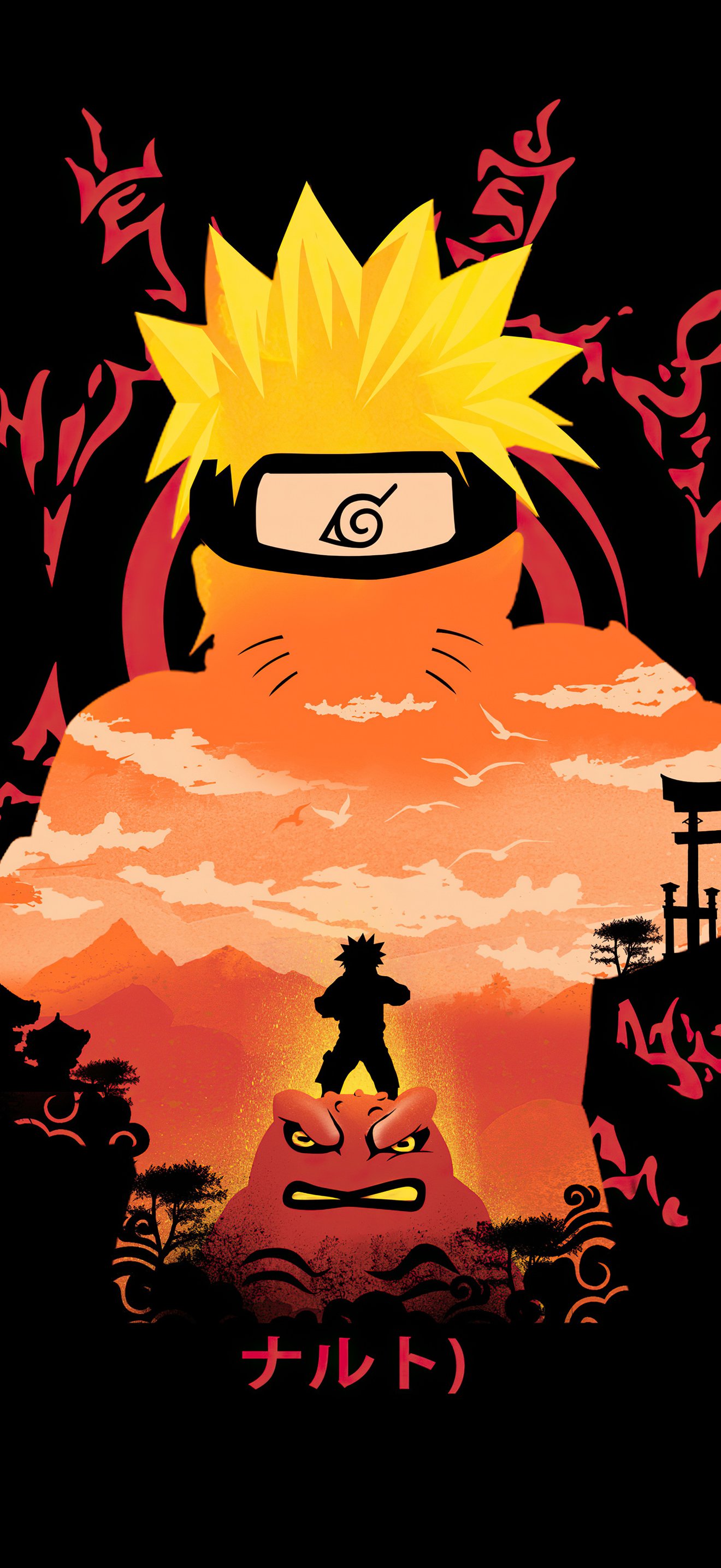 Narutos silhouette at sunset - Wallpapers for iPhone 17 Pro Max/16 Pro Max in 1320x2868 resolution