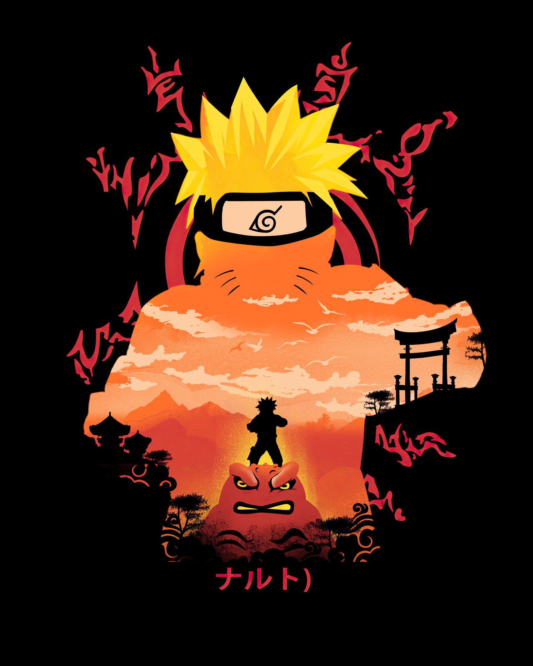 Narutos silhouette at sunset - Wallpapers for Samsung Galaxy Z Fold 2/3 in 1768x2208 resolution