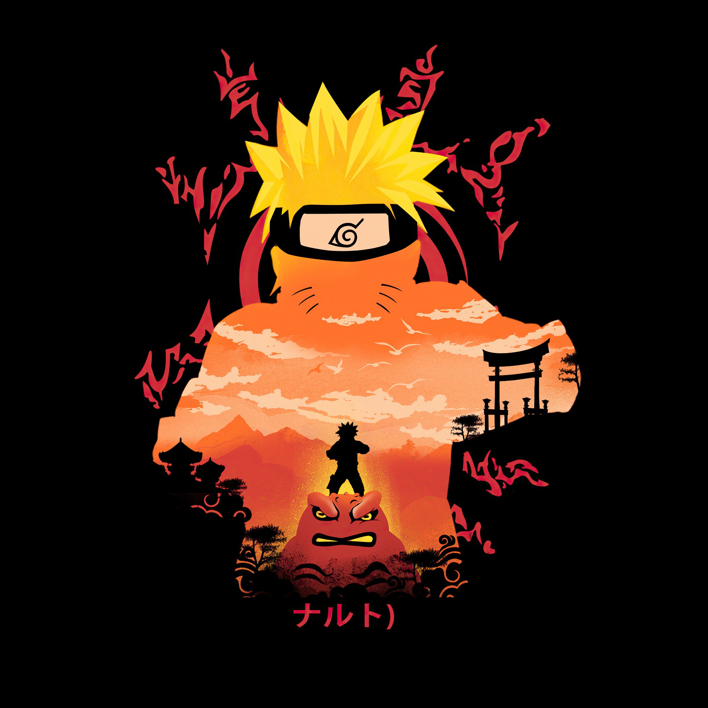 Narutos silhouette at sunset - Wallpapers for iPad Pro 11″ in 2388x2388 resolution
