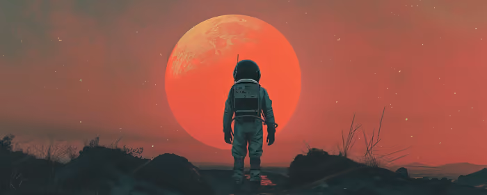 Обои космос: космонавт, планета, внеземной, скафандр