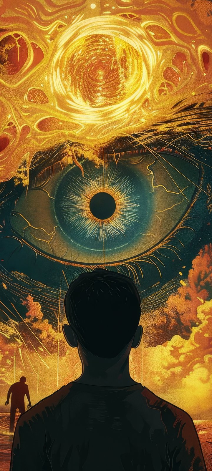 Surreal eye in a fiery landscape - Wallpapers for Xiaomi Redmi 10C/C40/C51, Samsung Galaxy A12/A02s/A03/M12 in 720x1600 resolution
