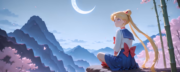Dual Monitor Wallpapers (7680x2160): Sailor Moon, school uniform, manga, sakura