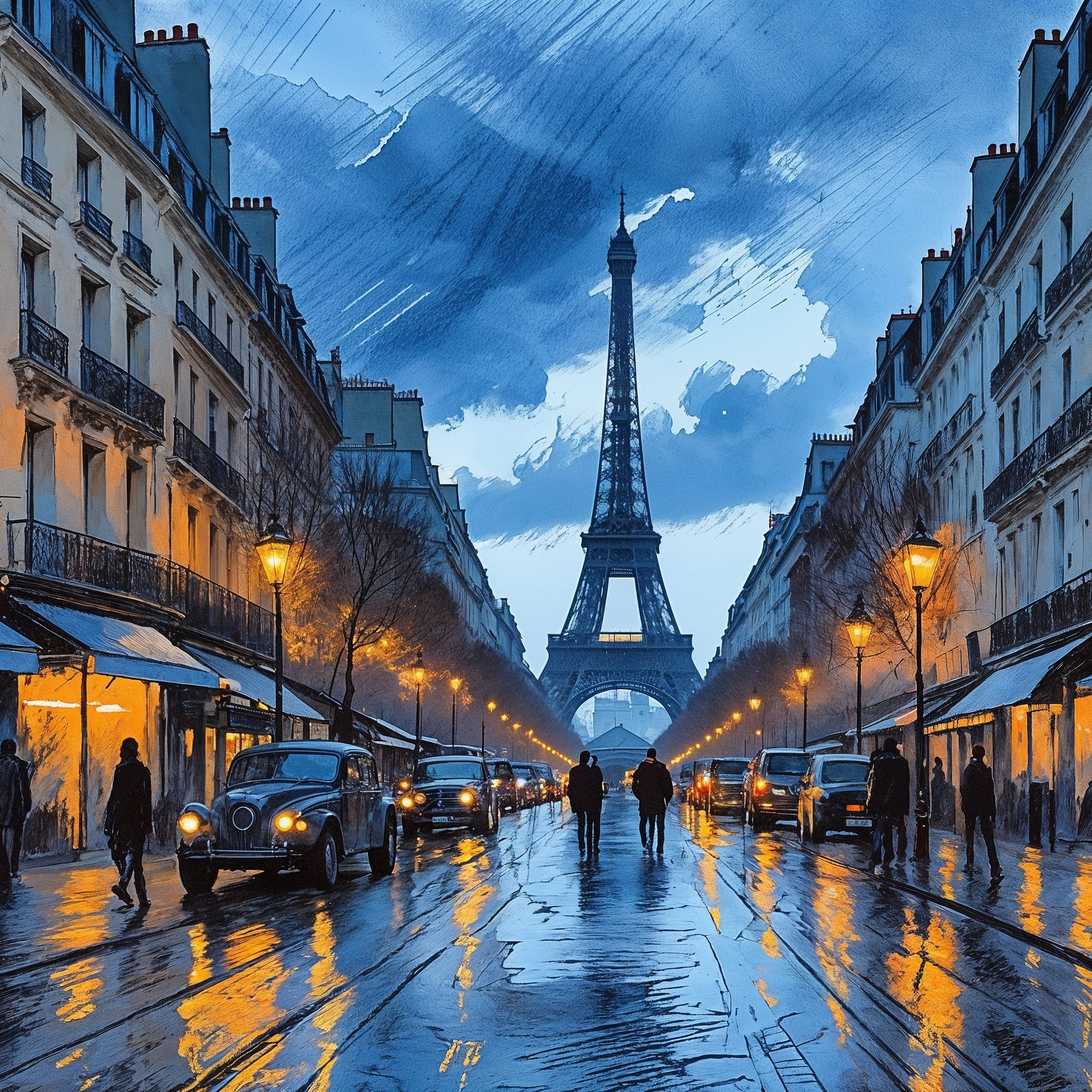 Evening view of the Eiffel Tower in Paris - Wallpapers for iPad Pro 11″ in 2388x2388 resolution
