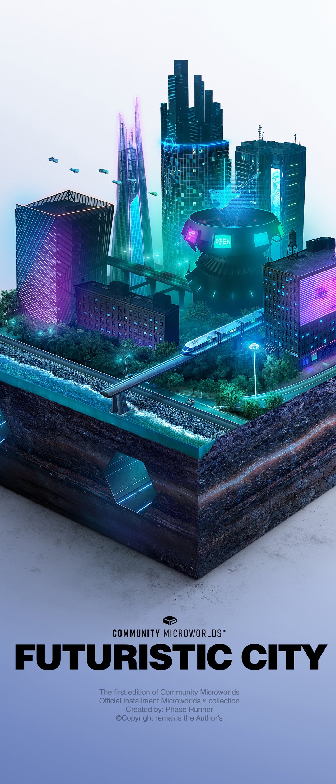 Cyberpunk city miniature - Wallpapers for Samsung Galaxy Z Flip7, Sony Xperia 5 II/5 III/5 V/10 IV/10 V, Xiaomi Mix Fold 3 in 1080x2520 resolution