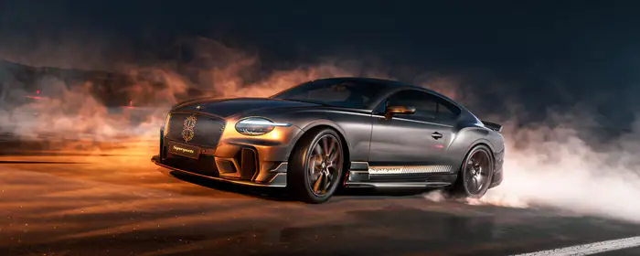 UltraWide 32:9 обои дрифт (3840x1080): Bentley Continental GT, обвес, карбон, дрифт