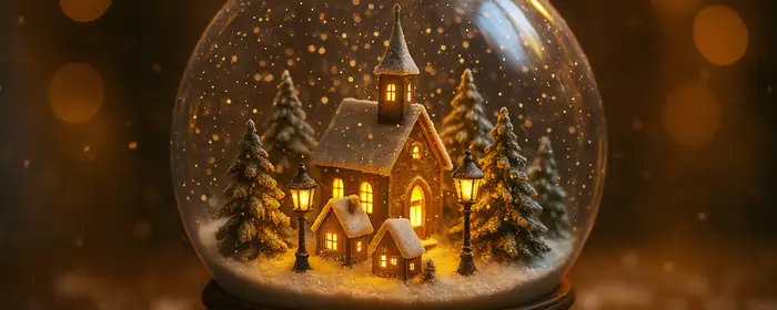 Celebrations wallpapers: snow globe, christmas tree, village, Christmas